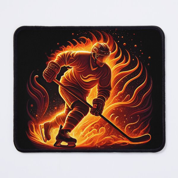 Item preview, Fiery hockey, bright emblem of hockey player hockey men, on a black background designed and sold by orthodox-icon.