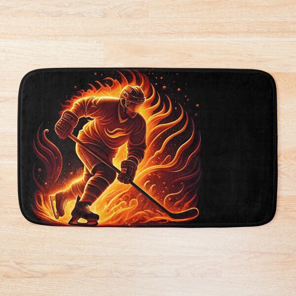 Item preview,  Fiery hockey, bright emblem of hockey player hockey men, on a black background designed and sold by orthodox-icon.