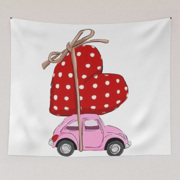 Item preview, Cute Pink Car Carrying Big Heart designed and sold by AesthinkArt.