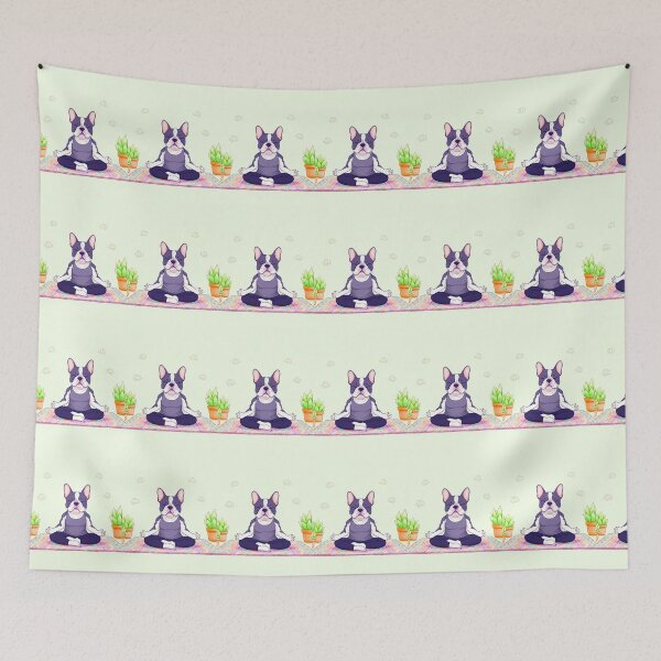 Item preview, Namaste Frenchie: Yoga & Succulents Watercolor designed and sold by TheDesignDen21.