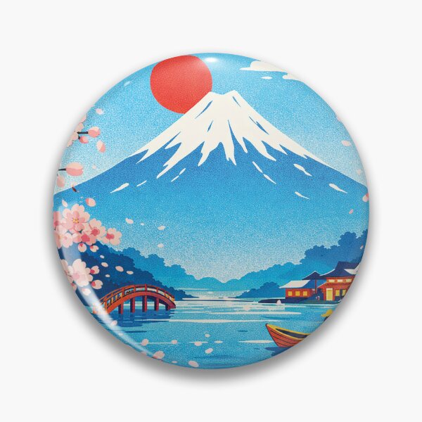 Item preview, Fuji Day Harmony – Mount Fuji Sakura Japan Travel Poster Wall Art designed and sold by Gold Turtle Lina.