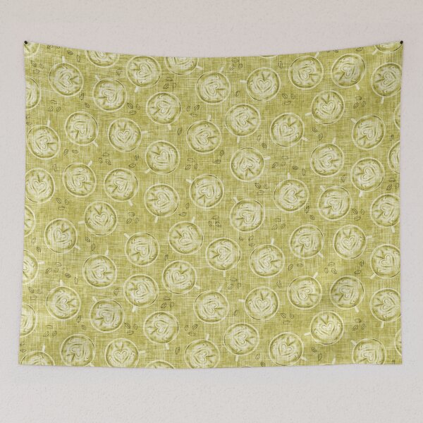 Item preview, Matcha Lattes with Hearts Linen Texture Green Tea Coffee Lovers designed and sold by LoveAlways-AEP.
