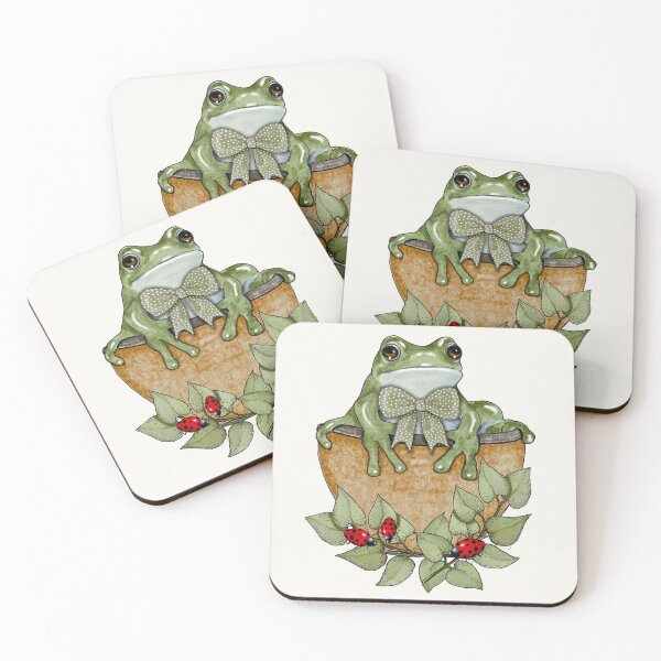 Item preview, Frog in Basket, Polka Dot Bow, Ladybugs, Garden designed and sold by JoyfulWhimsy.