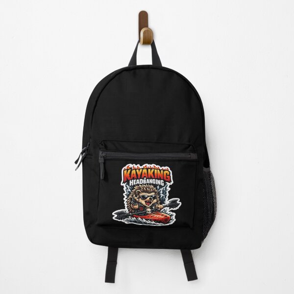 Item preview, Funny Metal Kayaking Hedgehog – Headbanging Kayaker Cartoon Sticker designed and sold by HubCreates.
