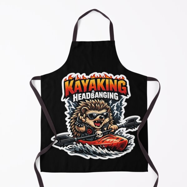 Item preview, Funny Metal Kayaking Hedgehog – Headbanging Kayaker Cartoon Sticker designed and sold by HubCreates.