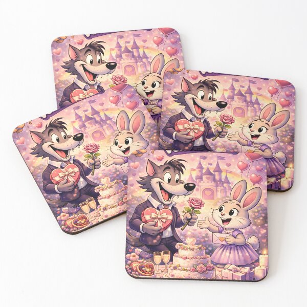Item preview, Whimsical Wolf and Bunny Valentine’s Fairy Tale designed and sold by Dreamy Armine Art.