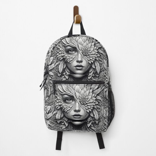 Item preview, Female Monochrome Floral Mask Woman Portrait designed and sold by Shoot-The-Moon.