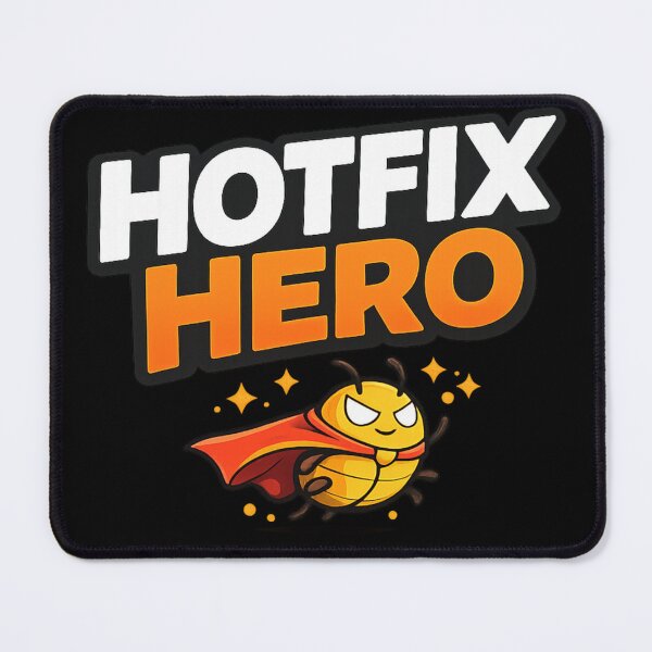 Item preview, Hotfix Hero – Funny Developer Bug Superhero Coding Design designed and sold by Vasil Dimitrov.