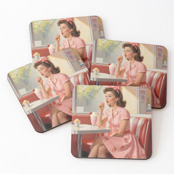 Item preview, Retro Diner Art – Pink Milkshake Daydream designed and sold by MooLaLa.Store.