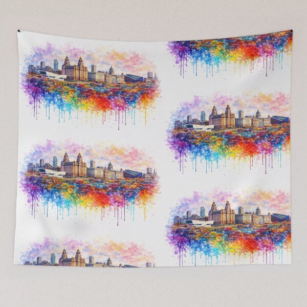 Item preview, Liverpool Skyline in Color, Vibrant Waterfront Splash Art designed and sold by Paul Thompson Photography.