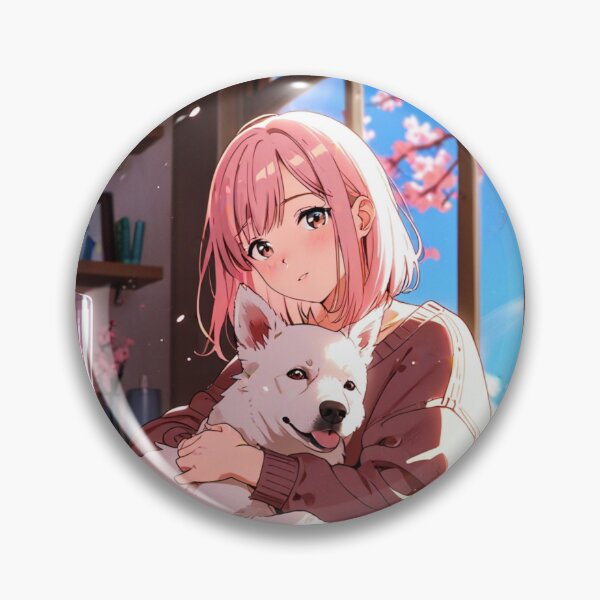 Item preview, Cozy Anime Girl with White Dog - Warm Sunlight Aesthetic designed and sold by BABAHROS.