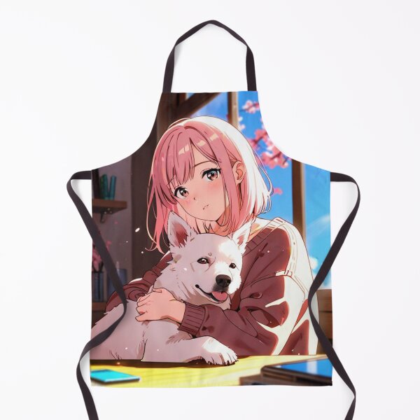 Item preview, Cozy Anime Girl with White Dog - Warm Sunlight Aesthetic designed and sold by BABAHROS.