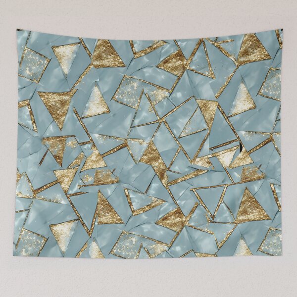 Item preview, Pretty baby blue gold texture delicate cute pattern designed and sold by Ink-Fluence.