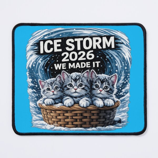 Item preview, Ice Storm 2026 – We Made It Cute Cat Winter Illustration designed and sold by MCdsgns.