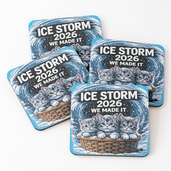 Item preview, Ice Storm 2026 – We Made It Cute Cat Winter Illustration designed and sold by MCdsgns.