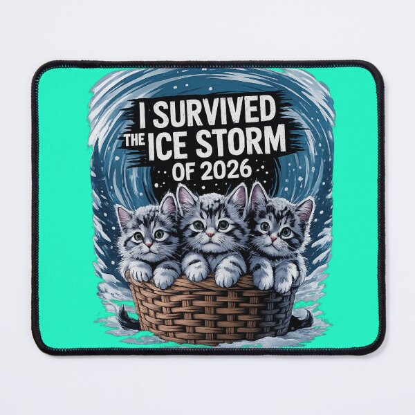 Item preview, I Survived the Ice Storm of 2026 – Cute Winter Cat Illustration designed and sold by MCdsgns.