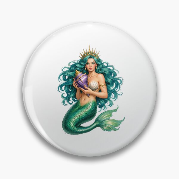 Item preview, Mermaid Queen with Golden Crown and Conch Shell designed and sold by TeeARTHY.