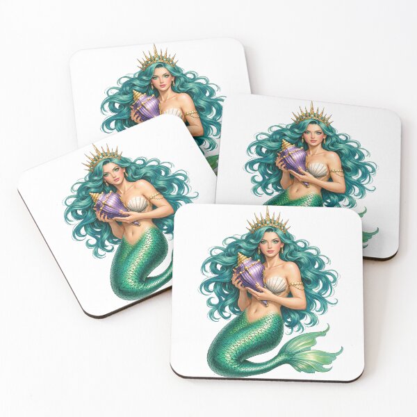 Item preview, Mermaid Queen with Golden Crown and Conch Shell designed and sold by TeeARTHY.