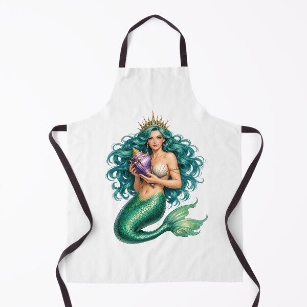 Item preview, Mermaid Queen with Golden Crown and Conch Shell designed and sold by TeeARTHY.