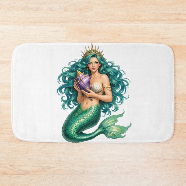Item preview, Mermaid Queen with Golden Crown and Conch Shell designed and sold by TeeARTHY.