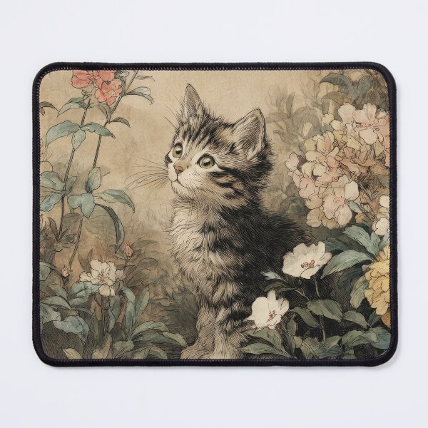 Item preview, Vintage Kitten Jigsaw Puzzle & Wall Art – Cottagecore Botanical Cat for Cat Lovers designed and sold by ArtFairy38.