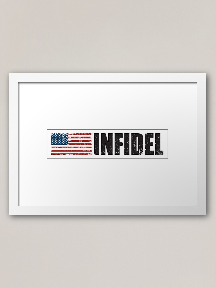 American Infidel Word With Usa Flag Grunge Red White Blue In The