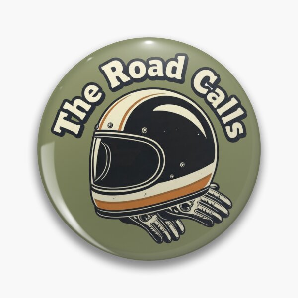 Item preview, The Road Calls - Vintage Three-Color Motorcycle Helmet Biker Emblem designed and sold by SilentPowerArt.