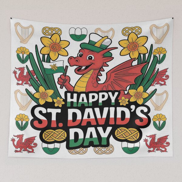 Item preview, Happy St. David's Day Welsh Dragon – Cute Dydd Gŵyl Dewi Design   designed and sold by Midnight Veil Designs.