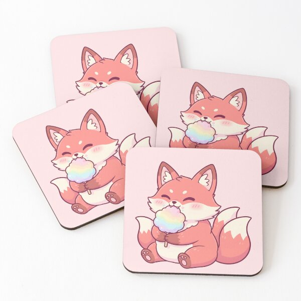 Item preview, Kawaii Kitsune Fox Eating Cotton Candy designed and sold by SakuraVibes.