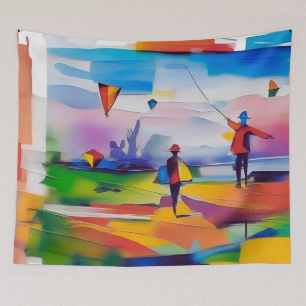 Item preview, Kite Flying in a Gusty Wind (oil on canvas). designed and sold by MPC-Mince-Pies.