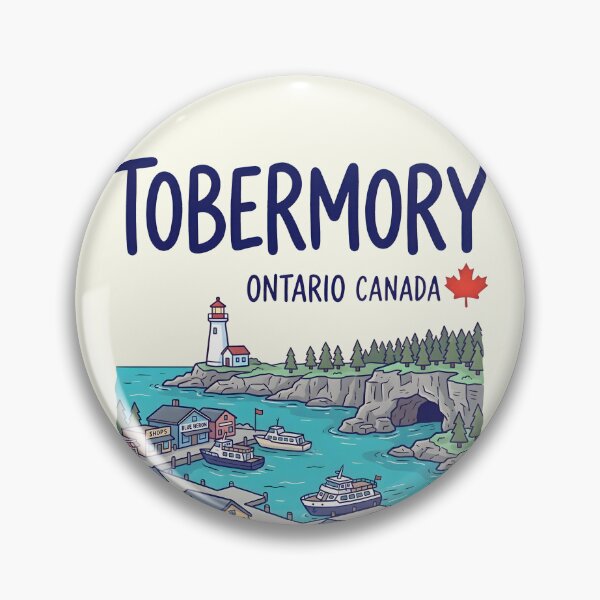 Item preview, Tobermory Ontario Canada Cute Colorful Skyline Landscape  designed and sold by HowToCanadian.