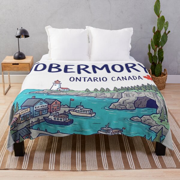 Item preview, Tobermory Ontario Canada Cute Colorful Skyline Landscape  designed and sold by HowToCanadian.