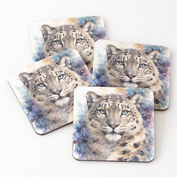 Item preview, Snow Leopard Watercolor Portrait – Majestic Big Cat Art designed and sold by Darlin8888.