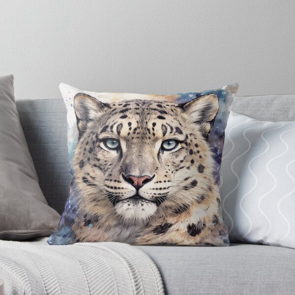 Item preview, Snow Leopard Watercolor Portrait – Majestic Big Cat Art designed and sold by Darlin8888.