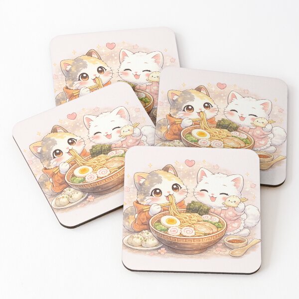 Item preview, Mochi & Lumi – Kawaii Cats Sharing Ramen designed and sold by Mochi Studio.