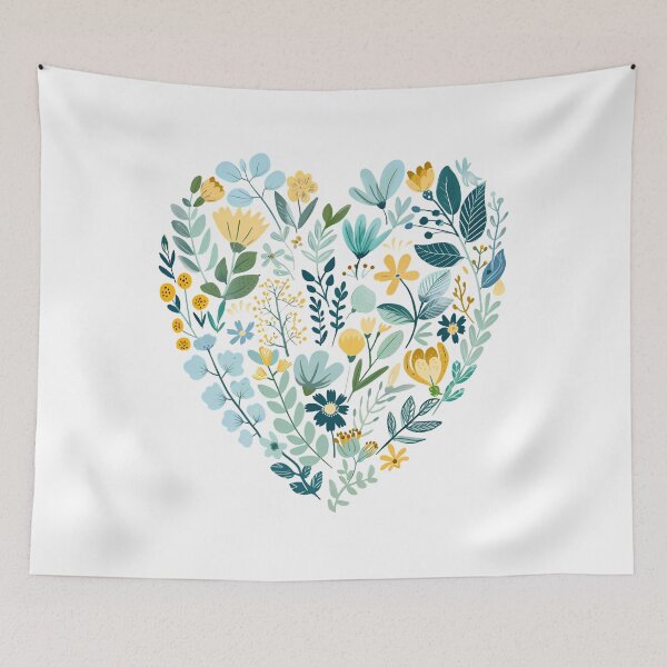 Item preview, Botanical Heart Wildflowers Saint Valentine's Day - Cute Floral Love Garden Art Print designed and sold by DesignArtist.ia.