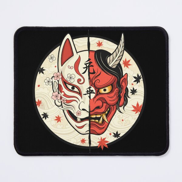Item preview, Dual Spirit: Hannya and Kitsune Mask Art designed and sold by SakuraVibes.