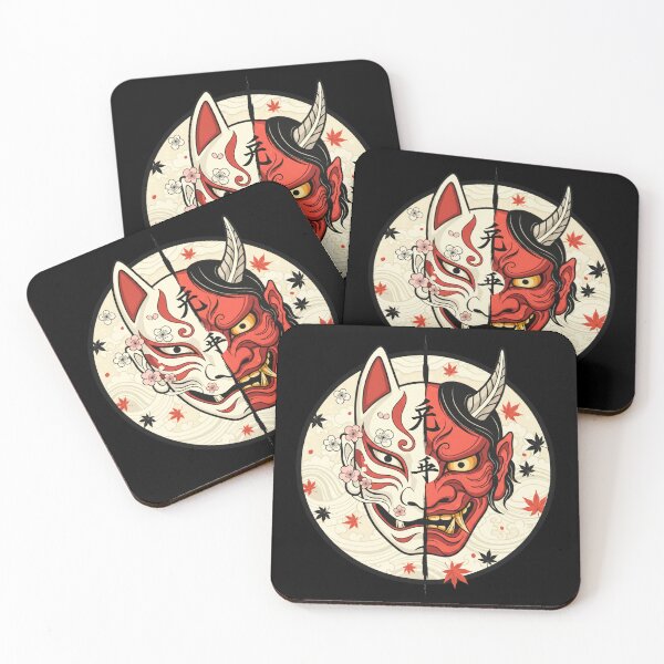 Item preview, Dual Spirit: Hannya and Kitsune Mask Art designed and sold by SakuraVibes.