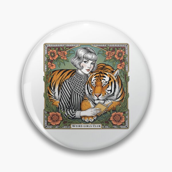 Item preview, Weird Girls Club Woman with Tiger and Books designed and sold by TeeARTHY.