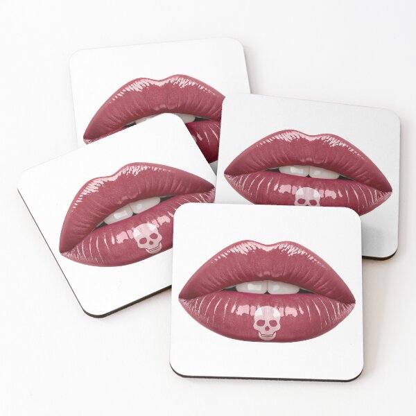 Item preview, Bold red lips with skull design for edgy makeup inspiration designed and sold by Creative88Art.