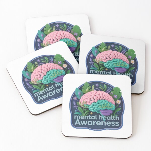 Item preview, Vibrant mental health awareness badge with brain and flowers designed and sold by Creative88Art.