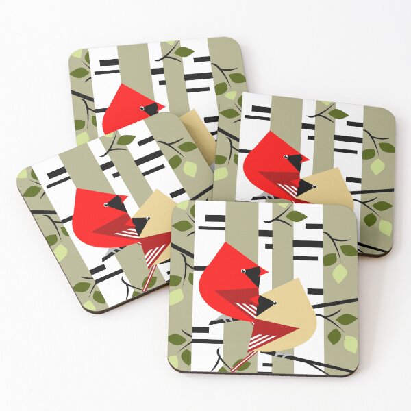 Item preview, Geometeric Abstract Common Cardinal Birds designed and sold by studioart.