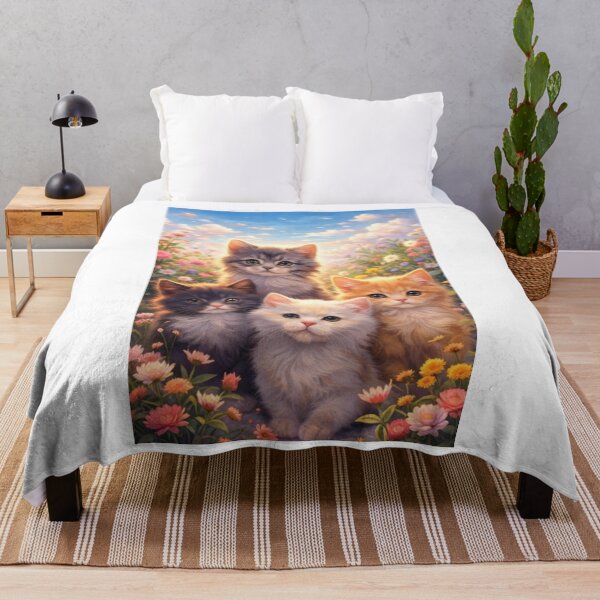 Item preview, Cute Kittens in Flower Garden designed and sold by ArtByKapil.
