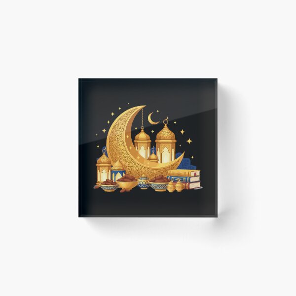 Item preview, Golden Ramadan Crescent & Lanterns designed and sold by Khadigadesings.