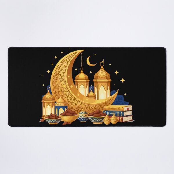 Item preview, Golden Ramadan Crescent & Lanterns designed and sold by Khadigadesings.