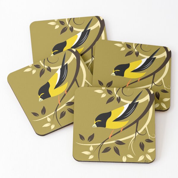 Item preview, Evening Grosbeak Stylized Bird Art designed and sold by studioart.