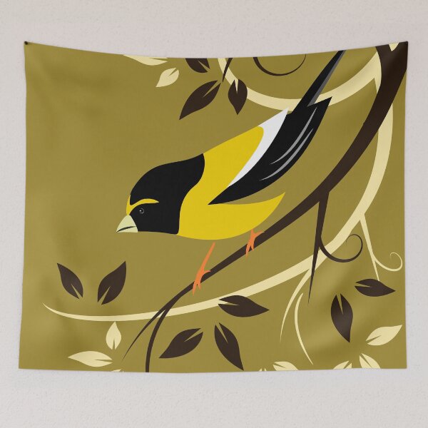 Item preview, Evening Grosbeak Stylized Bird Art designed and sold by studioart.