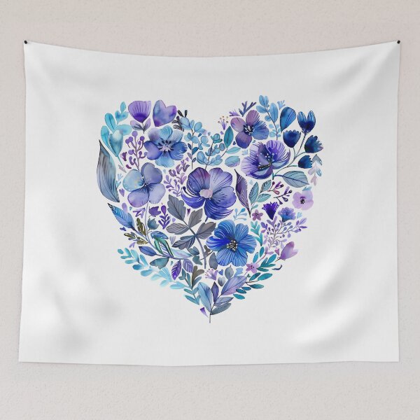 Item preview, Blue Lavender Floral Heart Saint Valentine's Day - Dreamy Botanical Love Art Print designed and sold by DesignArtist.ia.