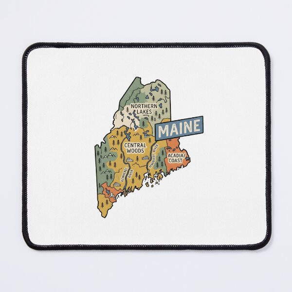 Item preview, Maine Illustrated Map – Retro State Regions & Landmarks designed and sold by Paper Drip.