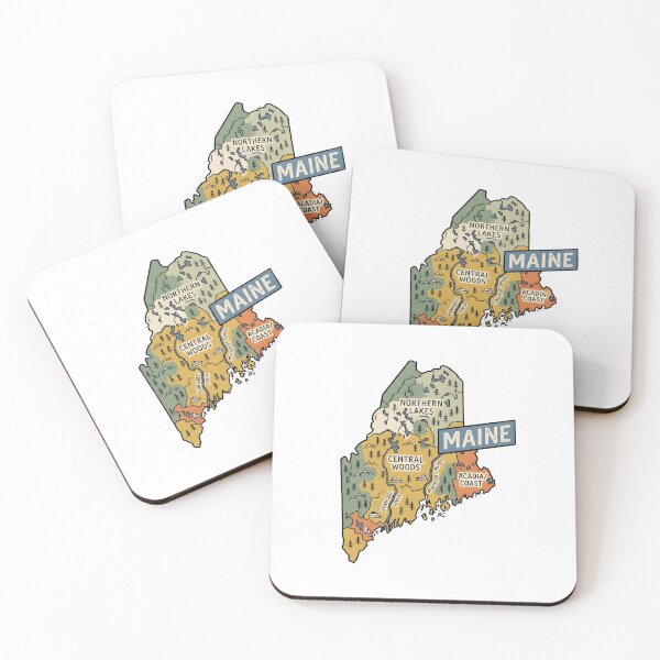 Item preview, Maine Illustrated Map – Retro State Regions & Landmarks designed and sold by Paper Drip.